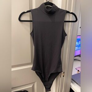 H&M - XS Black Ribbed Sleeveless Collared Bodysuit
